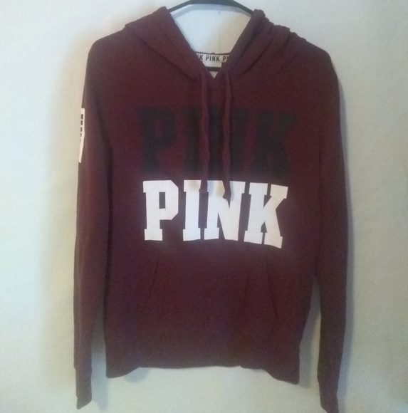 PINK Victoria's Secret Sweaters - Victoria Secret Pink Burgundy Hoodie Sweater
